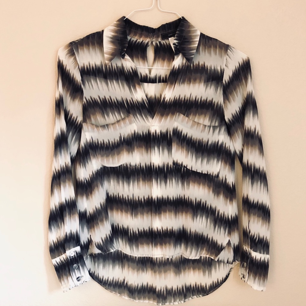 BCBG cropped silk blouse in zebra prints, size XXS